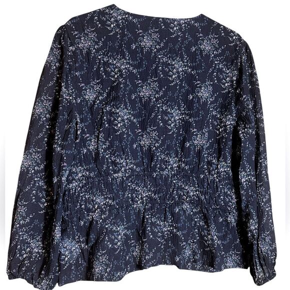 PAIGE Osaka Black Multi Long Sleeve Floral Silk Blend Top Size XL 📦 - Picture 3 of 10